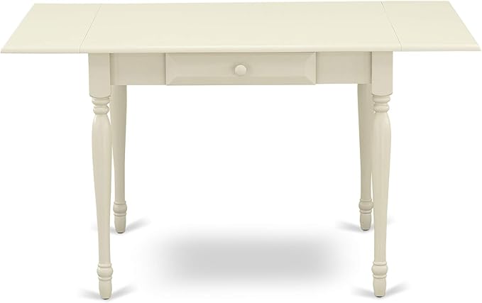 East West Furniture MZKE3-LWH-W 3 Piece Kitchen Table & Chairs Set Contains a Rectangle Dining Table with Dropleaf and 2 Dining Room Chairs, 36x54 Inch, Linen White