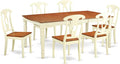 East West Furniture DOKE7-WHI-W 7 Piece Kitchen Table & Chairs Set Consist of a Rectangle Dining Room Table with Butterfly Leaf and 6 Solid Wood Seat Chairs, 42x78 Inch, Buttermilk & Cherry