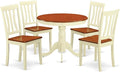 East West Furniture ANTI5-WHI-W 5 Piece Modern Dining Table Set Includes a Round Kitchen Table with Pedestal and 4 Dining Chairs, 36x36 Inch, Buttermilk & Cherry