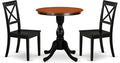 East West Furniture ESBO3-BCH-W 3 Piece Kitchen Table & Chairs Set Contains a Round Dining Room Table with Pedestal and 2 Dining Chairs, 30x30 Inch, Black & Cherry