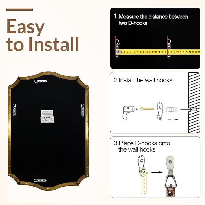 ANDY STAR Gold Vanity Mirror, 22x30 Inch Brushed Gold Mirror for Bathroom, Unique Rectangle Mirror in Rust-Proof Stainless Steel 1" Frame, Ideal for Bathroom, Powder Room, Mantel