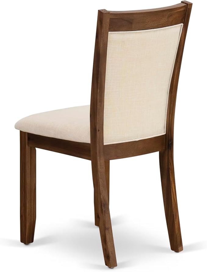 East West Furniture V797MZN32-5 5 Piece Kitchen Table Set Includes a Rectangle Dining Table with V-Legs and 4 Light Beige Linen Fabric Parson Dining Room Chairs, 40x72 Inch, Multi-Color