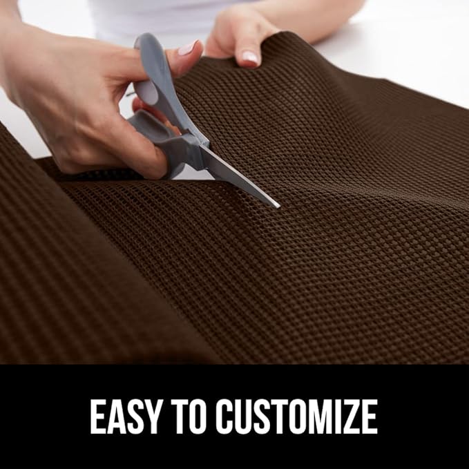 GORILLA GRIP powerGRIP Drawer Shelf and Cabinet Liner, Thick Strong Hold, Non-Adhesive Liners Protect Kitchen Cabinets and Cupboard, Bathroom Drawers, Easy Install, Breathable Mat, 17.5" x30', Brown