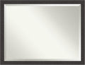 Amanti Art Brown Wall Mirror 34x44 Rustic Plank Espresso Narrow Rectangle Bathroom Mirror for Wall Decor Living Room, X-Large Rustic Farmhouse Frame, Hangs Horizonally and Vertically, Bathroom Decor