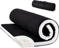 Tiita Memory Foam Mattress Topper Twin Size, 4" Thicken Futon Mattress with Storage Bag and 2 Straps, Portable Roll Up Travel Car Camping Mattress Floor Sleeping Pad, Black