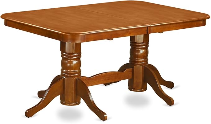 East West Furniture NANA7-SBR-C 7 Piece Dining Room Furniture Set Consist of a Rectangle Kitchen Table with Butterfly Leaf and 6 Linen Fabric Upholstered Chairs, 40x78 Inch, Saddle Brown