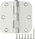 42 Pack Rounded Door Hinges Brushed Nickel 3.5 inch x 3-1/2", 5/8" Radius Heavy Duty Steel Iron 3 ½"Hinge for Doors, Interior Room,Outdoor Window,Constructition Hardware Kit Home Decor Essentials
