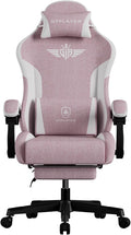 GTPLAYER Gaming Chair with Footrest, Big and Tall Game Chair High Back Computer Office Chair with Lumbar Support for Adults, Ergonomic Swivel Games Chair with Cushion Gaming Black Linen Fabric Pink