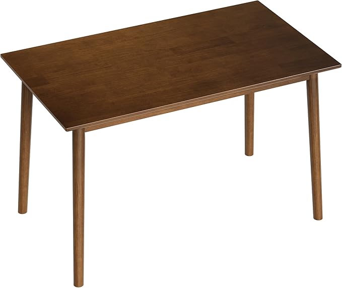 100% Solid Wood Rectangular Dining Table - 47.2" Mid Century Modern Kitchen Table, Wooden Dining Tables Seats 2-4 People，Small Farmhouse Rectangle Desk for Dining Room, Kitchen, Living Room (Walnut)