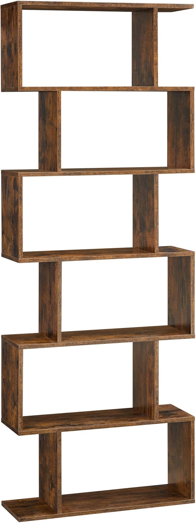 VASAGLE 6-Tier Bookshelf, Tall Display Shelf, Freestanding Storage Shelf, Rustic Brown ULBC61BX Coat Rack, Hall Tree with Shoe Bench for Entryway, Rustic Brown and Black UHSR40B