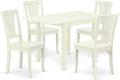 East West Furniture NDAV5-LWH-W 5 Piece Dining Room Table Set Includes a Rectangle Dining Table with Dropleaf and 4 Wood Seat Chairs, 30x48 Inch, Linen White