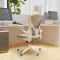 Ergonomic Office Chair with Adjustable Flip-Up Armrests & Lumbar Support - Thickened Cushion Desk Chair with Wheels, Comfy Home Office Computer Chair