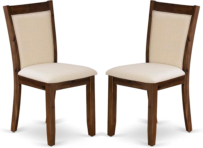 East West Furniture X727MZN32-6 6 Piece Kitchen Table Set Contains a Rectangle Dining Table with X-Legs and 4 Light Beige Linen Fabric Parson Chairs with a Bench, 40x72 Inch, Multi-Color