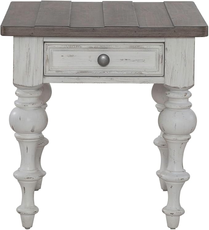 Liberty Furniture River Place Living Room End Table - Riverstone White & Tobacco