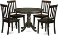 East West Furniture HLAN5-CAP-W 5 Piece Dining Table Set for 4 Includes a Round Kitchen Table with Pedestal and 4 Kitchen Dining Chairs, 42x42 Inch, Cappuccino