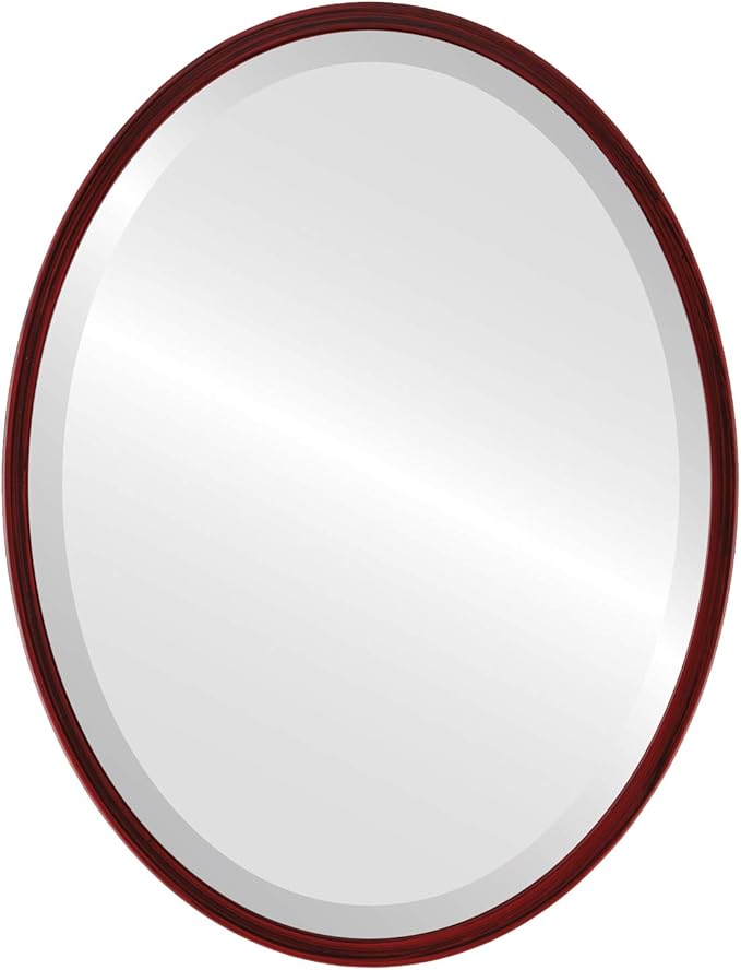 OVALCREST - Oval Wooden Beveled Wall Mirror for Home Decor, Bathroom, Vanity, Bedroom, Living Room, Hallway - London Style (Black Cherry) 23.1 x 29.1