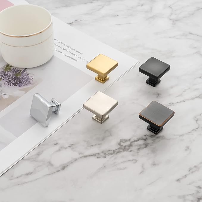 KOOFIZO 30 Pack Polished Chrome Cabinet Knobs Chrome Drawer Knobs K08 Square Single Hole Cabinet Pulls for Cabinets Drawer Dresser Cupboard Bedroom Closet Bathroom Vanity