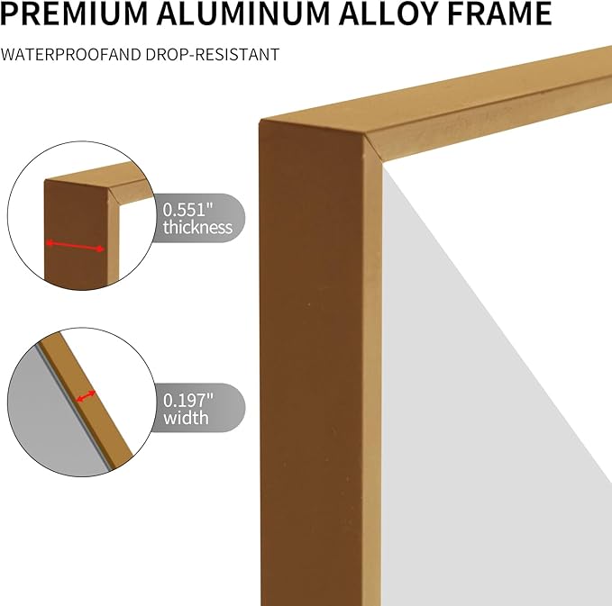 Golden Bathroom Mirror for Wall, Rectangle Mirrors with Metal Frame, Modern Vanity Wall Mirror Decor for Entryway Hangs, Bathroom Living Room Horizontal or Vertical(Golden, 30" L x 24" W)