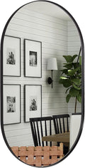 ANDY STAR Oval Mirrors for Bathroom, 24x40’’ Black Vanity Mirror, Black Oval Mirror Pill Shaped, 1’’ Deep Stainless Steel Frame, Wall-Mounted Horizontally/Vertically