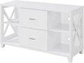 Convenience Concepts Oxford Deluxe 2 Drawer TV Stand with Shelves for TVs up to 55 Inches, White