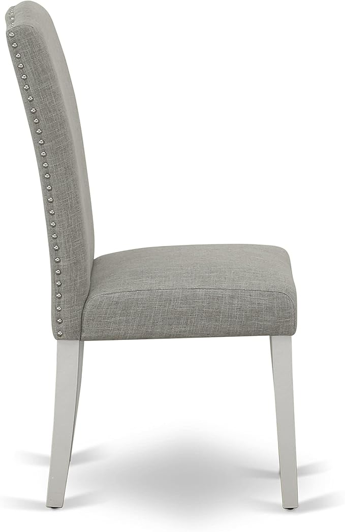 East West Furniture X097EN206-6 6 Piece Dining Set Contains a Rectangle Dining Room Table with X-Legs and 4 Dark Shitake Linen Fabric Parson Chairs with a Bench, 40x72 Inch, Multi-Color