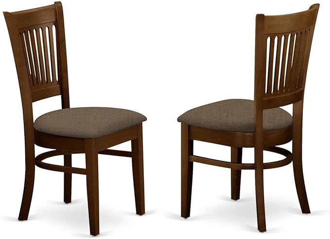 East West Furniture DLVA3-ESP-C 3 Piece Kitchen Table & Chairs Set Contains a Round Dining Room Table with Dropleaf and 2 Linen Fabric Upholstered Chairs, 42x42 Inch, Espresso