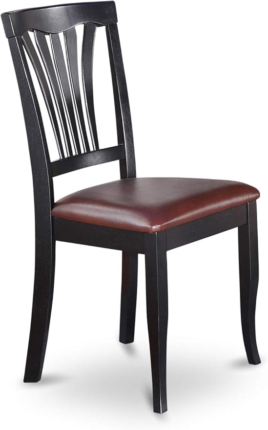 East West Furniture LGAV5-BCH-LC 5 Piece Kitchen Table Set Includes a Rectangle Dining Room Table with Butterfly Leaf and 4 Faux Leather Upholstered Chairs, 42x84 Inch, Black & Cherry