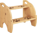 HOOBRO Wooden Toddler Step Stool for Kids, Two Step Stools with Handles and Safety Non-Slip Pads, Bamboo Step Stool for Sink, Bathroom, Kitchen, Bedroom, Easy to Move, Natural YL21JD01