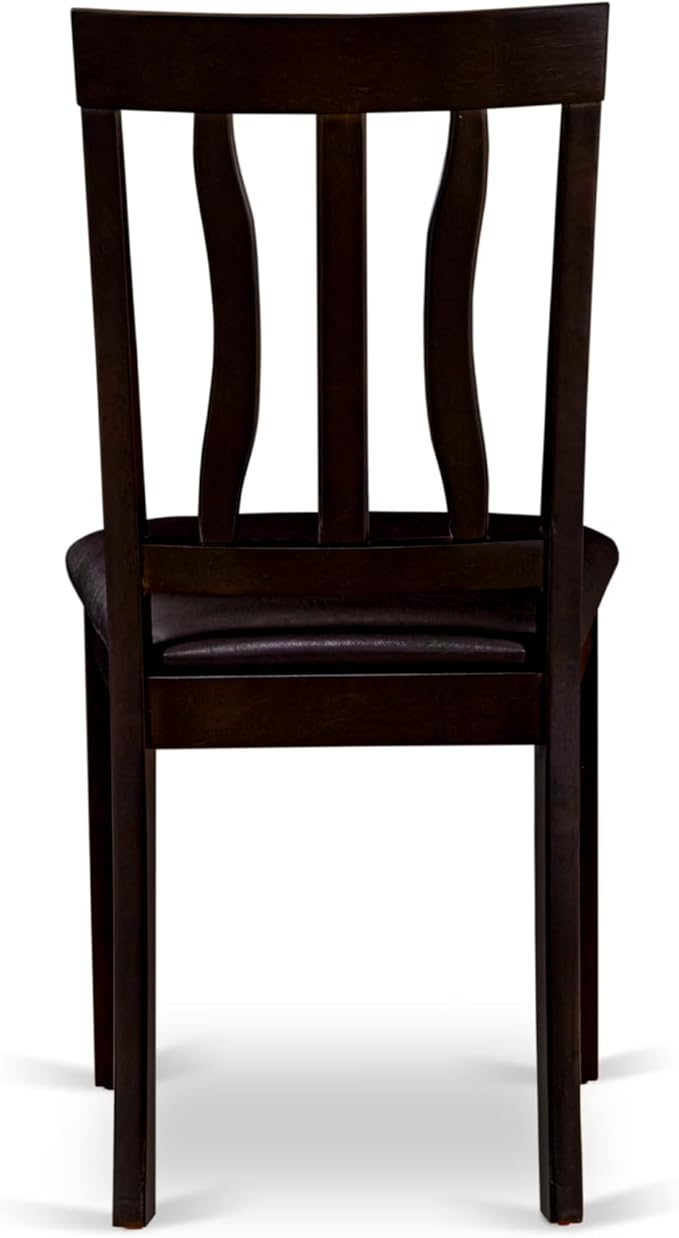 East West Furniture BOAN5-CAP-LC 5 Piece Dining Set Includes a Round Dinner Table and 4 Faux Leather Kitchen Dining Chairs, 42x42 Inch, Cappuccino