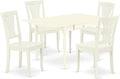 East West Furniture MZAV5-LWH-W 5 Piece Dinette Set for 4 Includes a Rectangle Dining Room Table with Dropleaf and 4 Dining Chairs, 36x54 Inch, Linen White