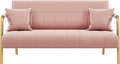 Yaheetech 56.5" W Modern Sofa Small Sofa Luxurious Velvet Fabric Couch with Gold-Tone Metal Arms and Legs for Living Room, Home Office, Studio Pink