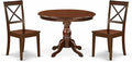 East West Furniture HBBO3-MAH-W 3 Piece Dining Room Table Set Contains a Round Kitchen Table with Pedestal and 2 Dining Chairs, 42x42 Inch, Mahogany