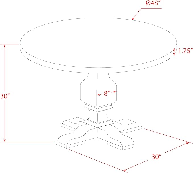 East West Furniture I3MZ7-748 7 Piece Dining Room Table Set Consist of a Round Dining Table with Pedestal and 6 Coffee Linen Fabric Upholstered Chairs, 48x48 Inch, Distressed Jacobean