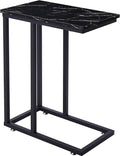 VECELO C Shaped End Side Table for Sofa Couch and Bed Snack TV Tray for Living Room Bedroom, 1 Set, Black Marble