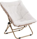 Tiita Comfy Folded Chair, Soft Faux Fur Oversized Folding Accent Chair, Lounge Lazy Chair for Kids Teens Adults, Metal Frame Moon Chair for Bedroom, Living Room, Dorm Rooms