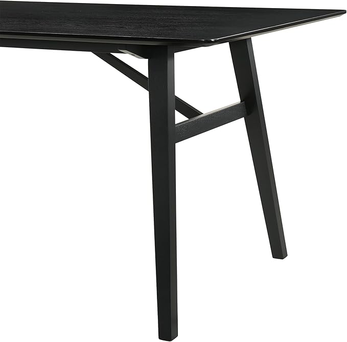 Armen Living Channell Mid Century Modern 5 Piece Black Wood Dining Table Set with Charcoal Fabric