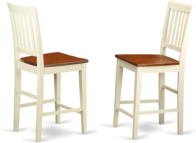 East West Furniture YAVN5-WHI-W 5 Piece Kitchen Counter Set Includes a Rectangle Dining Room Table and 4 Dining Chairs, 30x48 Inch, Buttermilk & Cherry