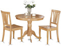East West Furniture ANAV3-OAK-W 3 Piece Modern Dining Table Set Contains a Round Kitchen Table with Pedestal and 2 Dining Chairs, 36x36 Inch, Oak