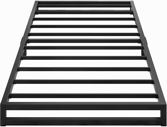 4 Inch Twin Size Bed Frames Heavy Duty Metal Twin Platform Bed Frame No Box Spring Needed, Noise Free, Easy Assembly, Black