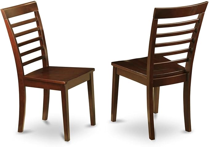 East West Furniture HLML5-MAH-W 5 Piece Dining Room Furniture Set Includes a Round Kitchen Table with Pedestal and 4 Dining Chairs, 42x42 Inch, Mahogany