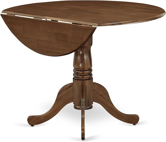 East West Furniture DLMZ5-AWA-32 5 Piece Dining Room Furniture Set Includes a Round Kitchen Table with Dropleaf and 4 Parson Chairs, 42x42 Inch, Antique Walnut