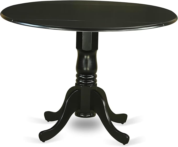 East West Furniture DLWE5-BLK-W 5 Piece Dinette Set for 4 Includes a Round Dining Table with Dropleaf and 4 Dining Room Chairs, 42x42 Inch, Black