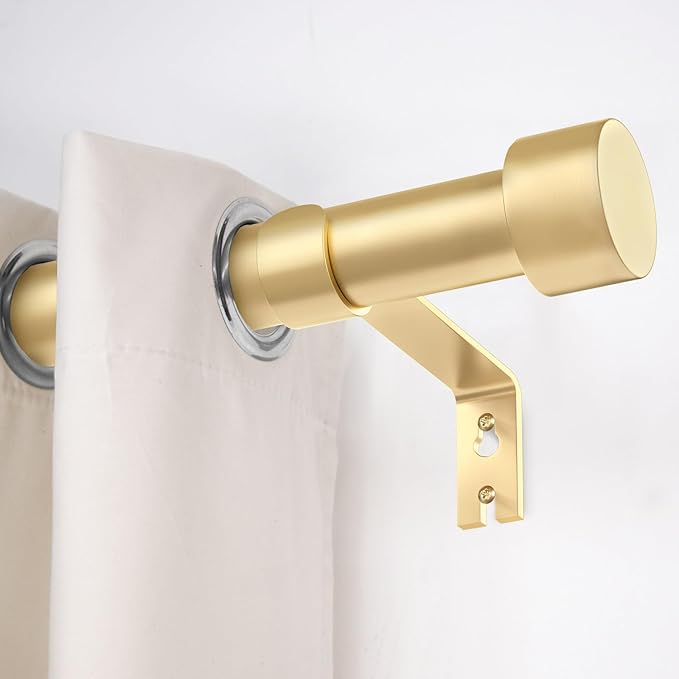 2 Pack Curtain Rods for Windows 48 to 84 Inch(4-7ft), 1 Inch Gold Adjustable Heavy Duty Curtain Rod Set, Modern Style Outdoor Drapery Rods for Patio Bedroom, Size 32"- 90"