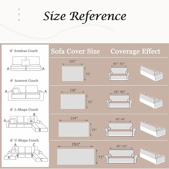 Couch Cover for Dogs Washable Sofa Cover, Sectional Couch Covers, Sofa Covers for 2 Cushion Couch, Non Slip Stripe Sofa Slipcovers Furniture Protector, Couch Protector from Cat Claws, Grey,71''x118''