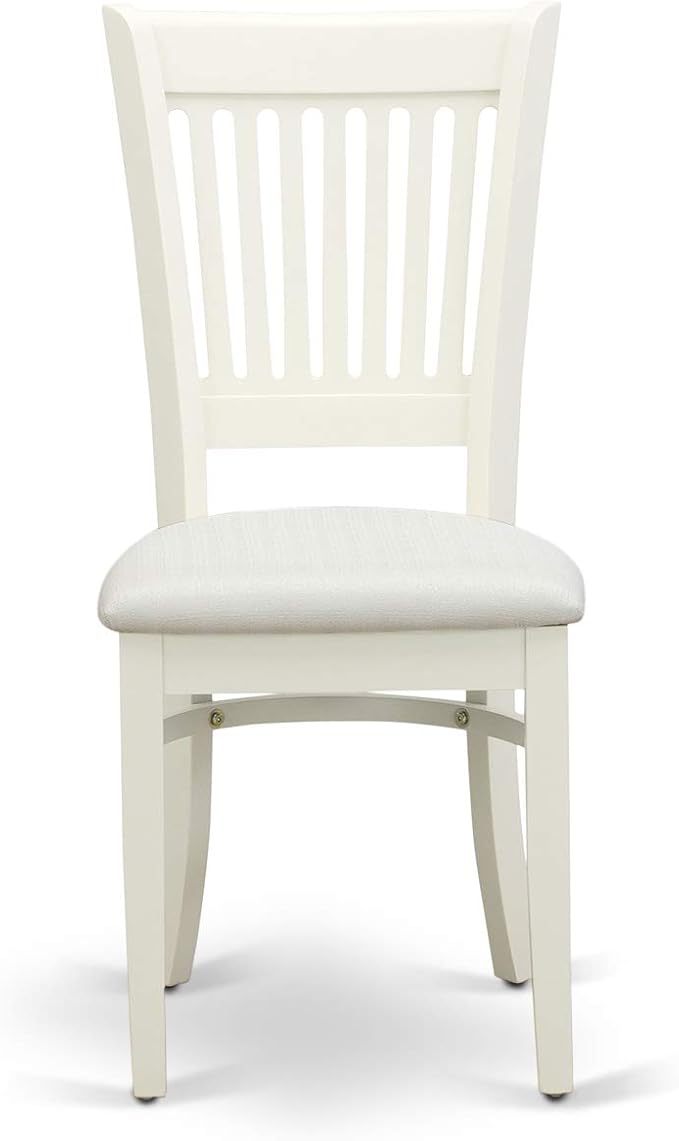 East West Furniture DLVA5-LWH-C 5 Piece Dining Table Set for 4 Includes a Round Kitchen Table with Dropleaf and 4 Linen Fabric Kitchen Dining Chairs, 42x42 Inch, Linen White