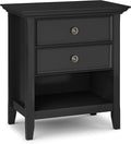 SIMPLIHOME Amherst SOLID WOOD 24 Inch Wide Traditional Bedside Nightstand Table in Black, For the Living Room and Bedroom