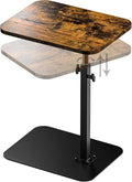 Side Table Sofa Tray for Couch Heavy Metal Base Swivel/Adjustable Height, Sofa Bed Bathroom Study TV Tray C Shaped End Table Food Snack Trays for Eating