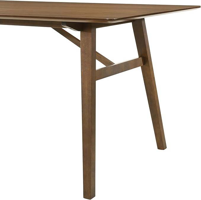 Armen Living Channell Mid Century Modern 5 Piece Walnut Wood Dining Table Set with Orange Fabric