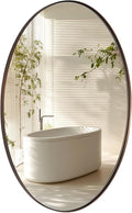 ANDY STAR Brushed Bronze Oval Mirrors for Bathroom, 20x28 Inch Bronze Stainless Steel Metal Framed Oval Wall Mirror, Modern Vanity Mirror Wall Mount Horizontal or Vertical