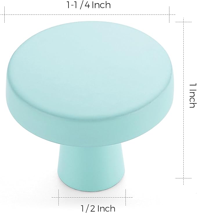 Ravinte 15 Pack Drawer Pulls 1-1/4 Inch Green Kitchen Cabinet Knobs Solid Round Dresser Handles for Simple Cupboard Hardware